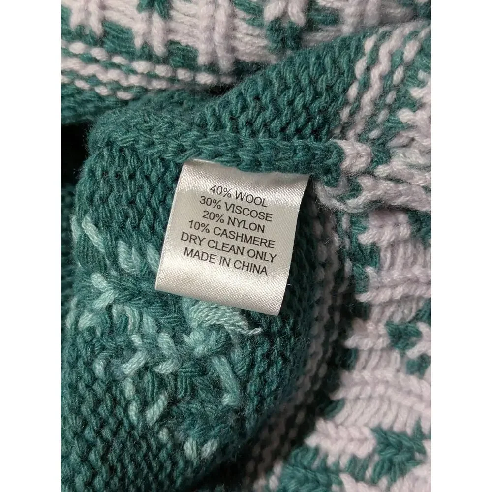 Tuckernuck Juniper Green Dahlia Turtleneck Sweater XS Floral Intarsia Knit NWT